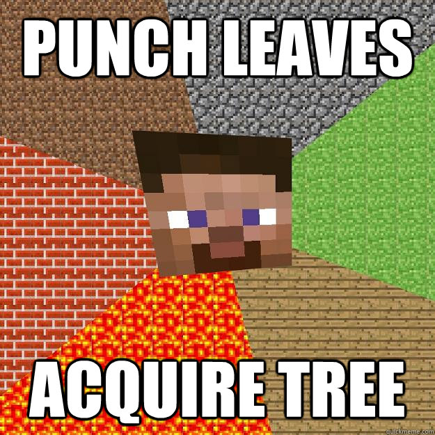 punch leaves acquire tree  Minecraft