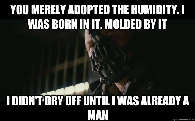 You merely adopted the humidity. I was born in it, molded by it i didn't dry off until I was already a man  Badass Bane