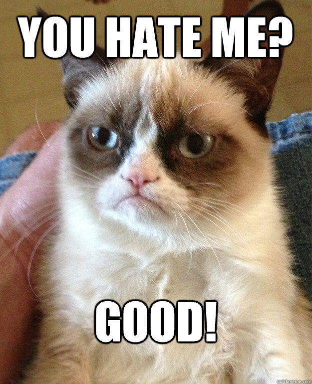 You Hate me? Good!  Grumpy Cat