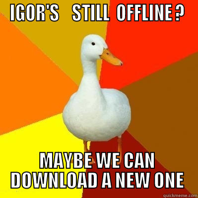 Y U NO ONLINE? - IGOR'S    STILL  OFFLINE ? MAYBE WE CAN DOWNLOAD A NEW ONE Tech Impaired Duck