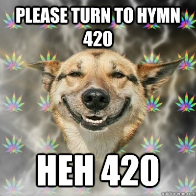 Please turn to hymn 420 heh 420  Stoner Dog