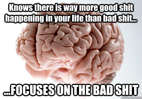 Knows there is way more good shit happening in your life than bad shit... ...FOCUSES ON THE BAD SHIT  Scumbag Brain