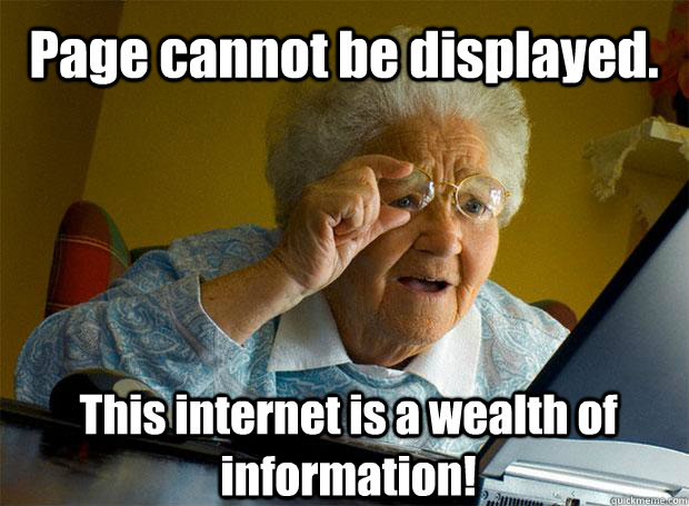 Page cannot be displayed. This internet is a wealth of information!     Grandma finds the Internet