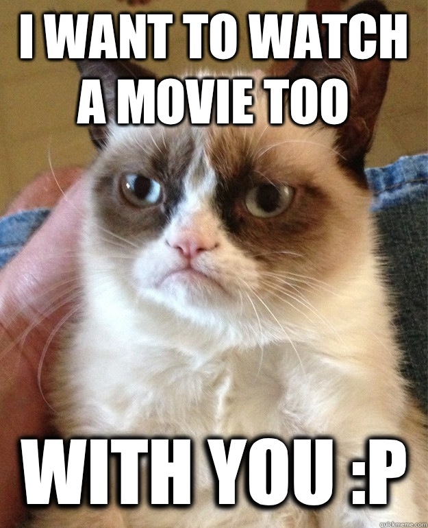 I want to watch a Movie too With you :p  Grumpy Cat