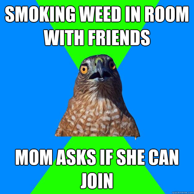 Smoking weed in room with friends Mom asks if she can join  Hawkward