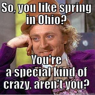 SO, YOU LIKE SPRING IN OHIO? YOU'RE A SPECIAL KIND OF CRAZY, AREN'T YOU? Condescending Wonka