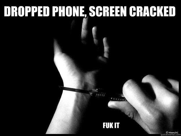 Dropped phone, screen cracked fuk it  First World Rage Quit