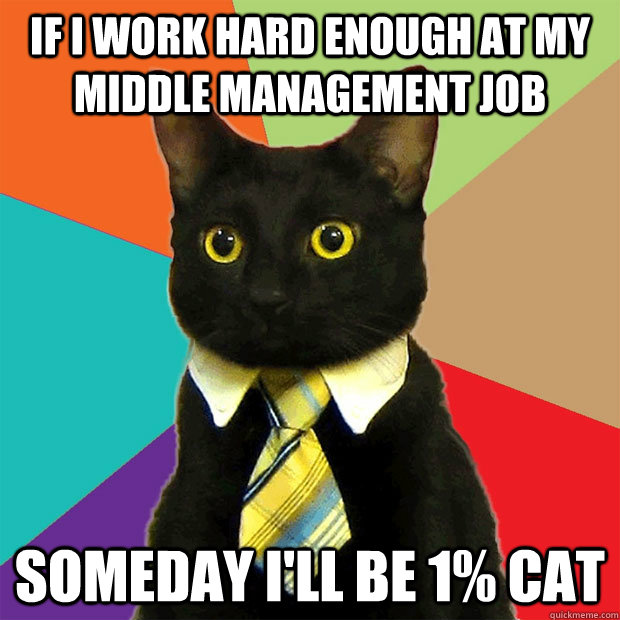 If I work hard enough at my middle management job someday i'll be 1% cat  Business Cat