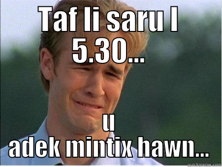 TAF LI SARU L 5.30... U ADEK MINTIX HAWN... 1990s Problems