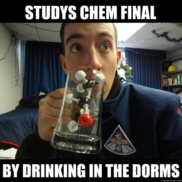 Studys chem final By drinking in the dorms - Studys chem final By drinking in the dorms  Chemistry Major problems