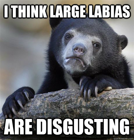 I think large labias are disgusting  Confession Bear