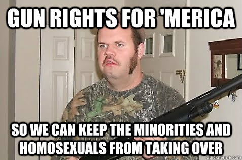 gun rights for 'merica so we can keep the minorities and homosexuals from taking over  Gun Nut