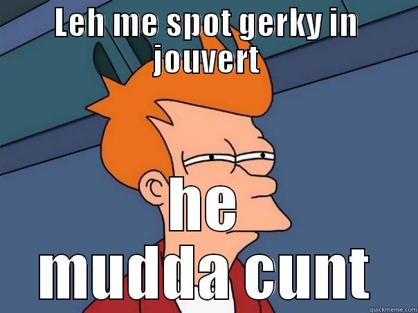 LEH ME SPOT GERKY IN JOUVERT HE MUDDA CUNT Futurama Fry