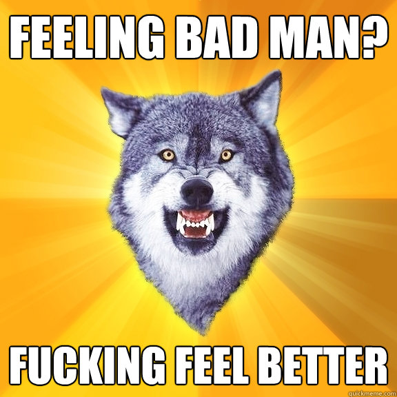 Feeling bad man? fucking feel better  Courage Wolf