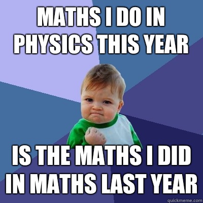 Maths I do in physics this year Is the maths I did in maths last year  Success Kid