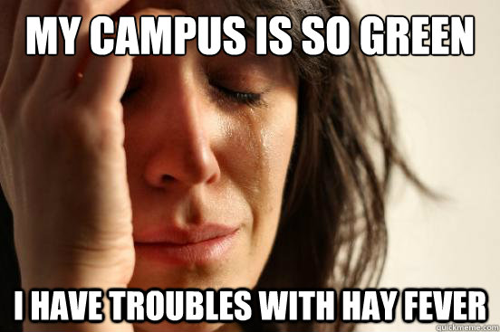 My campus is so green I have troubles with hay fever  First World Problems