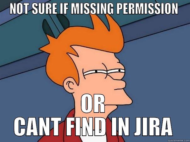 NOT SURE IF MISSING PERMISSION OR CANT FIND IN JIRA Futurama Fry