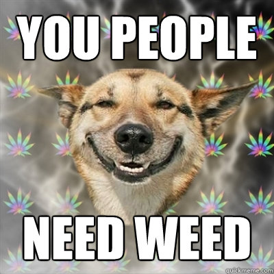 you people need weed  Stoner Dog