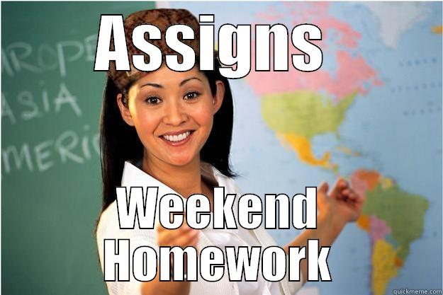 ASSIGNS  WEEKEND HOMEWORK Scumbag Teacher