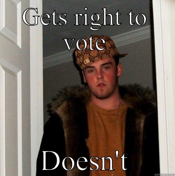 GETS RIGHT TO VOTE DOESN'T Scumbag Steve