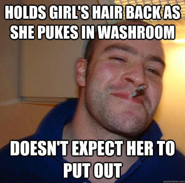 Holds Girl's hair back as she pukes in washroom Doesn't expect her to put out - Holds Girl's hair back as she pukes in washroom Doesn't expect her to put out  Misc