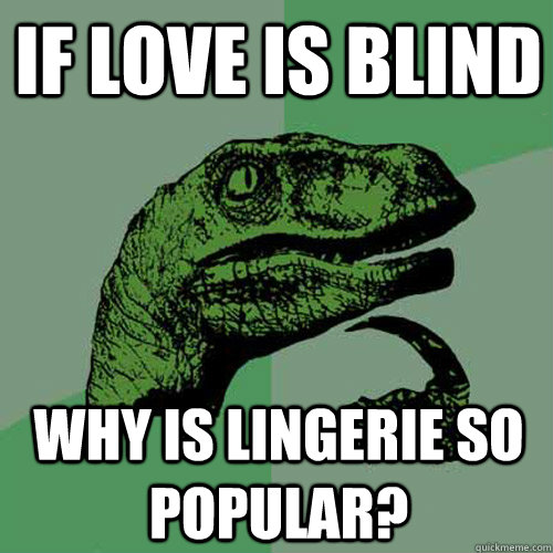 if love is blind why is lingerie so popular?  Philosoraptor