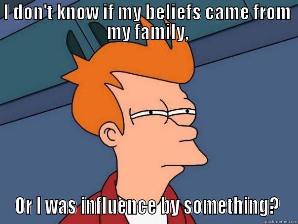 I DON'T KNOW IF MY BELIEFS CAME FROM MY FAMILY, OR I WAS INFLUENCE BY SOMETHING? Futurama Fry