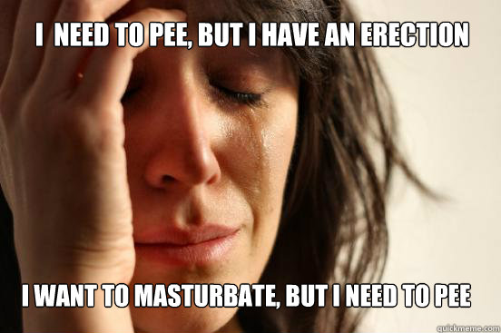 I  need to pee, but I have an erection I want to masturbate, but I need to pee  First World Problems