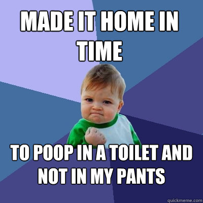 Made it home in time To poop in a toilet and not in my pants  Success Kid