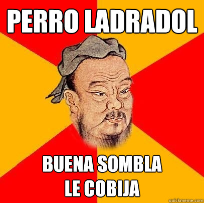 perro ladradol buena sombla
le cobija - perro ladradol buena sombla
le cobija  Confucius says