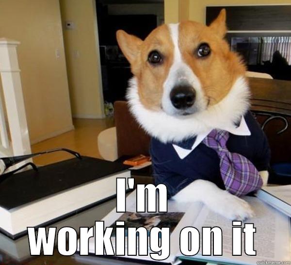  I'M WORKING ON IT Lawyer Dog