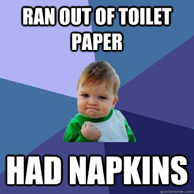 Ran out of toilet paper had napkins - Ran out of toilet paper had napkins  Success Kid