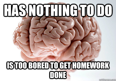 Has nothing to do Is too bored to get homework done  Scumbag Brain