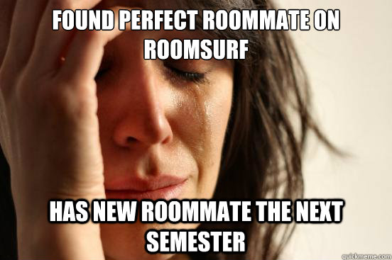 Found Perfect roommate on roomsurf Has new roommate the next semester  First World Problems