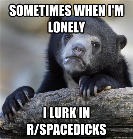 Sometimes when i'm lonely I lurk in r/Spacedicks  Confession Bear