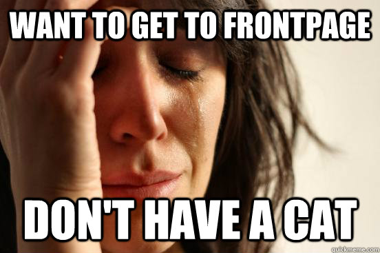 want to get to frontpage Don't have a cat  First World Problems