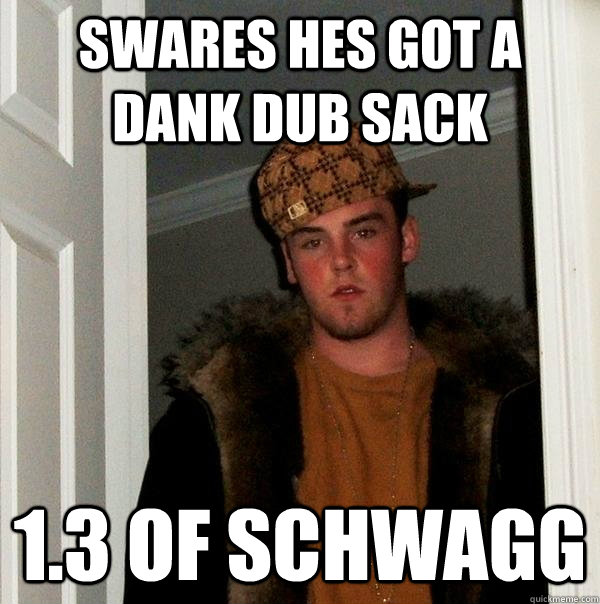 swares hes got a dank dub sack 1.3 of schwagg - swares hes got a dank dub sack 1.3 of schwagg  Scumbag Steve