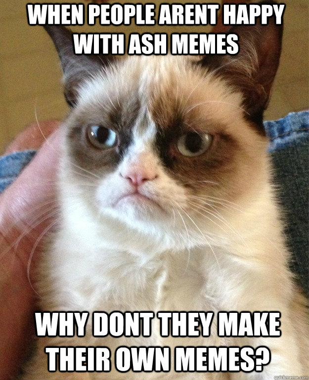 when people arent happy with ash memes why dont they make their own memes?  Grumpy Cat