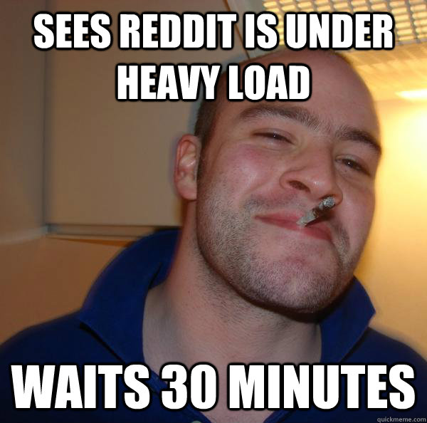 sees reddit is under heavy load waits 30 minutes - sees reddit is under heavy load waits 30 minutes  Misc