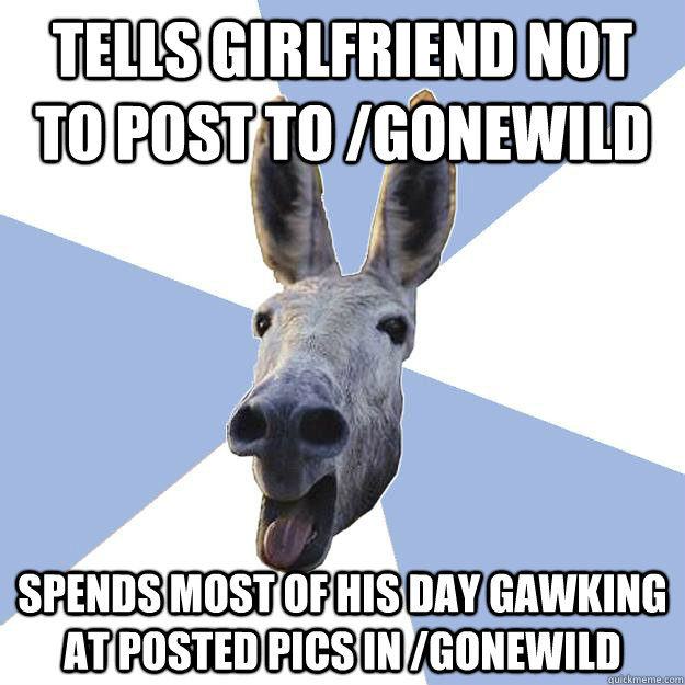 Tells girlfriend not to post to /gonewild spends most of his day gawking at posted pics in /gonewild  Jackass Boyfriend