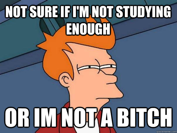 Not sure if i'm not studying enough or im not a bitch  Futurama Fry