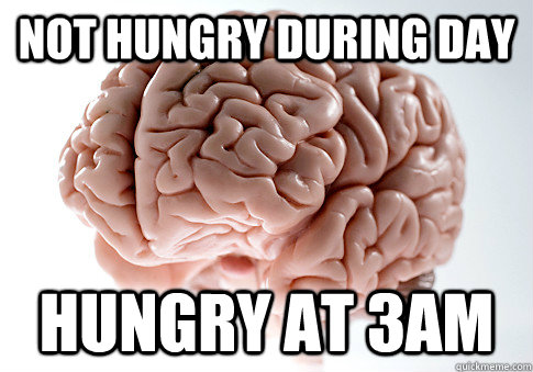 NOT HUNGRY DURING DAY HUNGRY AT 3AM   - NOT HUNGRY DURING DAY HUNGRY AT 3AM    Scumbag Brain