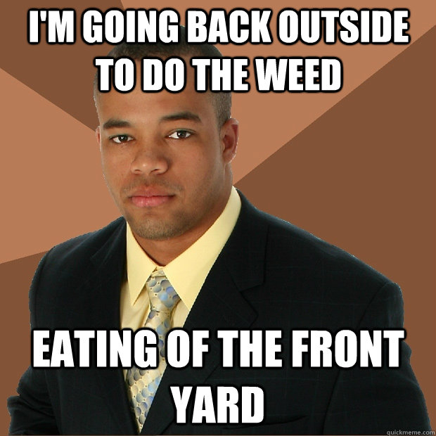 I'm going back outside to do the weed eating of the front yard  Successful Black Man