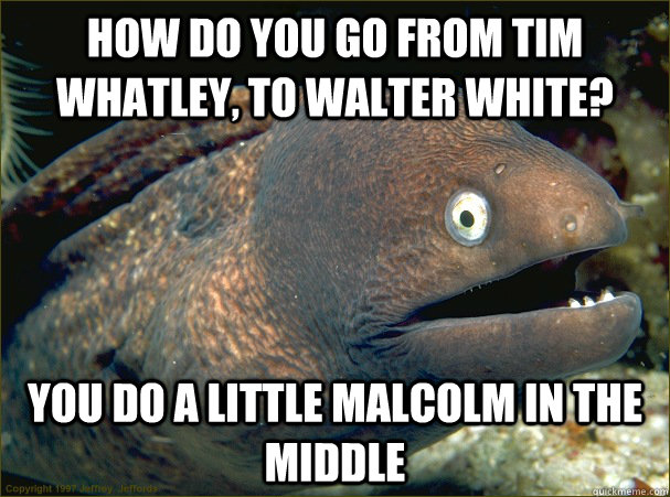 How do you go from tim whatley, to walter white? You do a little malcolm in the middle - How do you go from tim whatley, to walter white? You do a little malcolm in the middle  Bad Joke Eel