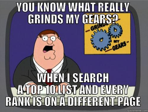 Seriously.. especially when I'm in a hurry. - YOU KNOW WHAT REALLY GRINDS MY GEARS? WHEN I SEARCH A TOP 10 LIST AND EVERY RANK IS ON A DIFFERENT PAGE Grinds my gears