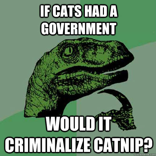 If cats had a government would it criminalize catnip?  Philosoraptor