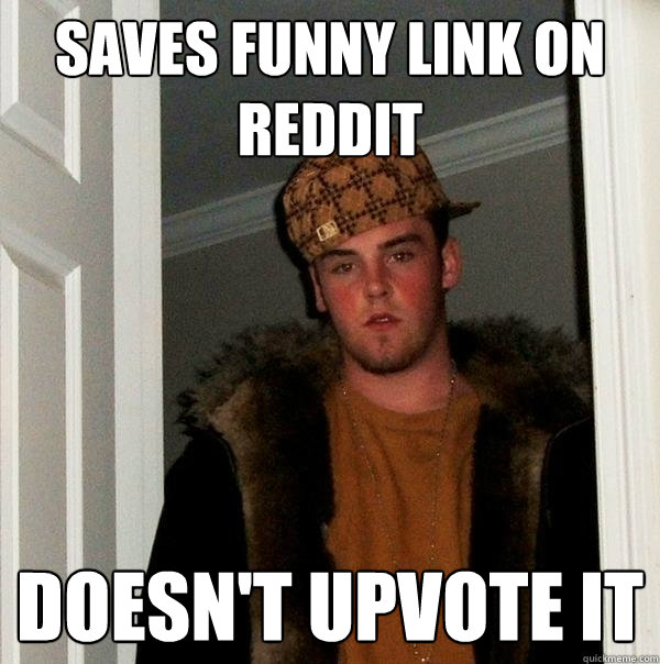 Saves Funny Link On Reddit Doesn't Upvote it  Scumbag Steve