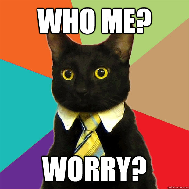 Who me? Worry?  Business Cat