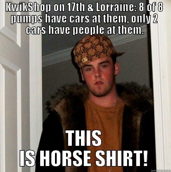 SnappedGlands in the neenaw - KWIKSHOP ON 17TH & LORRAINE: 8 OF 8 PUMPS HAVE CARS AT THEM, ONLY 2 CARS HAVE PEOPLE AT THEM. THIS IS HORSE SHIRT! Scumbag Steve