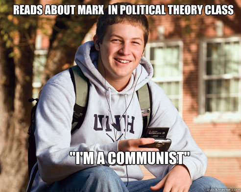 Reads about Marx  in Political theory class 